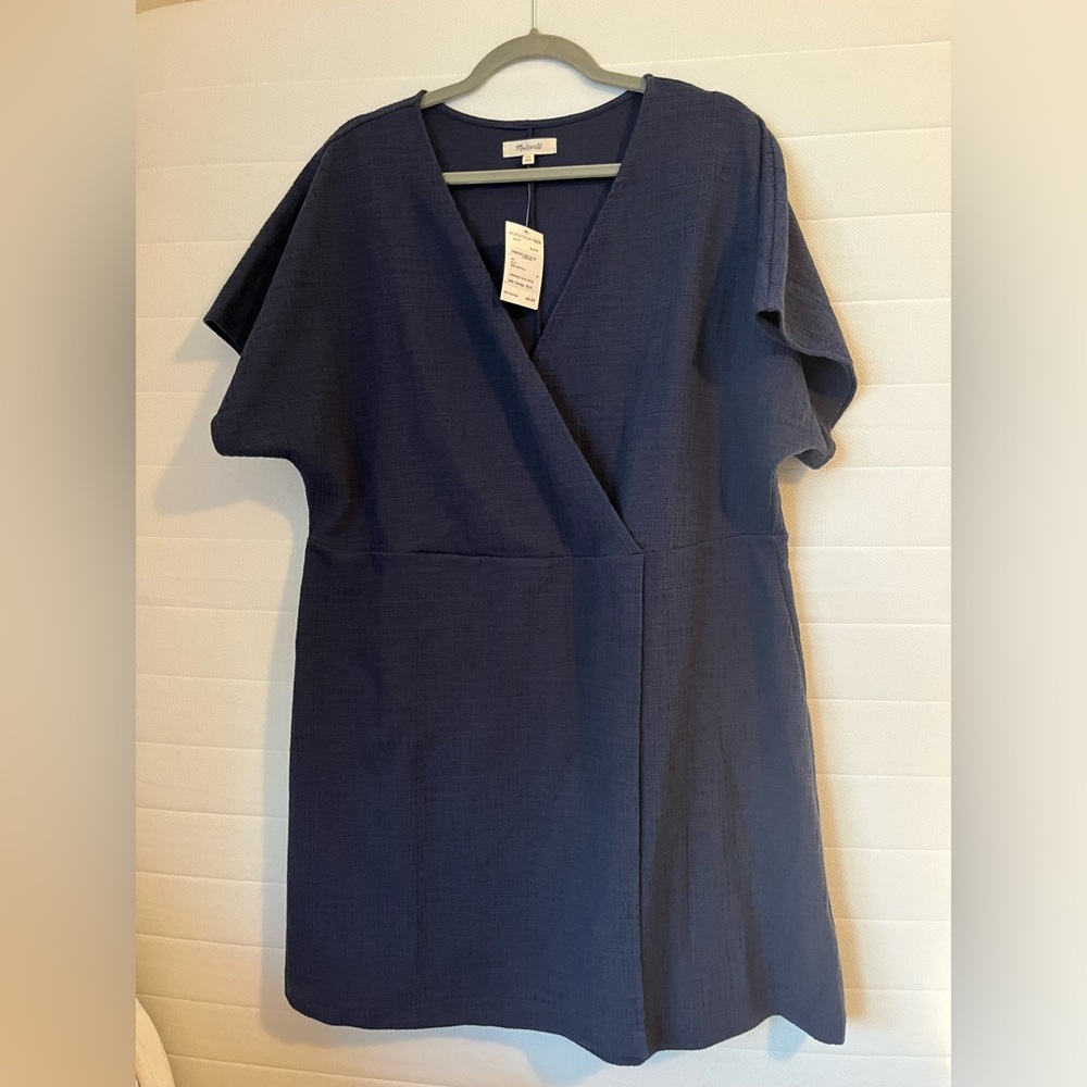 NWT Madewell Cross-Front Flutter-Sleeve Mini Dress Size 2X